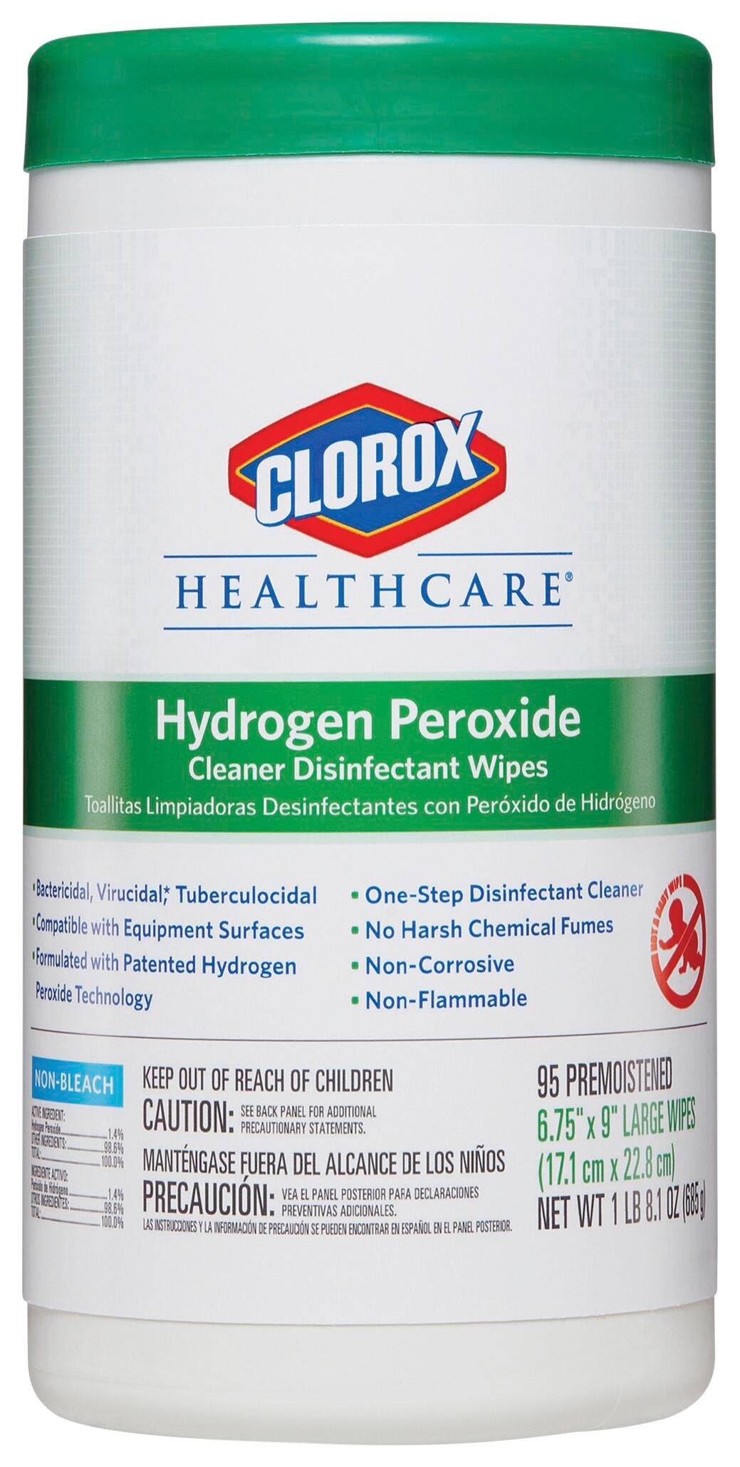 Image for Clorox Healthcare Hydrogen Peroxide Cleaner Disinfectant Wipes, Case of 6 with 95 Sheets Each from School Specialty