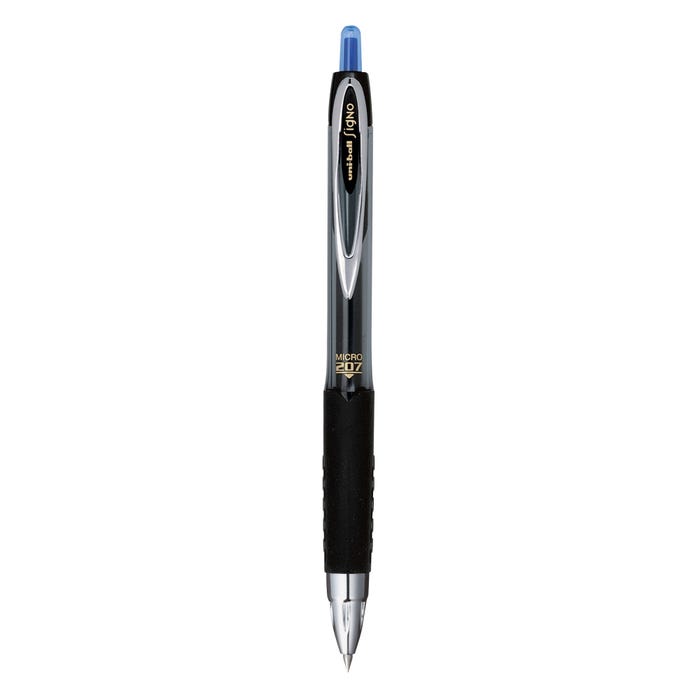 uniball 207 Retractable Gel Pen, 0.5 mm Micro Tip, Blue