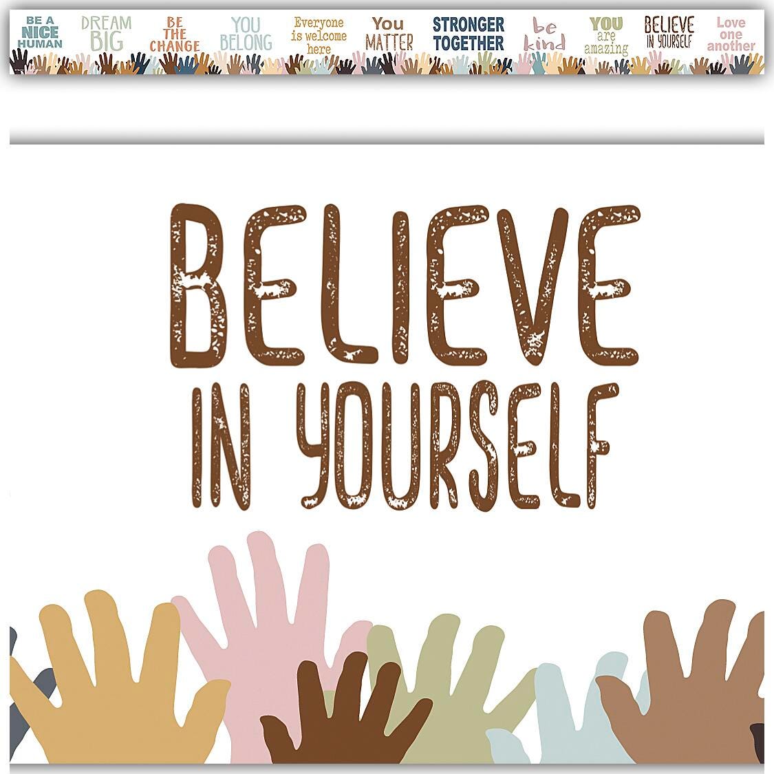 Teacher Created Resources Everyone is Welcome Helping Hands Straight Border Trim, 35 Feet, Item Number 2098915