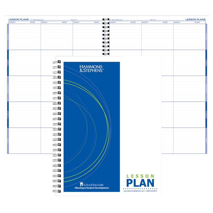 Hammond & Stephens 0456-6 P Wire-O Bound Lesson Plan Book, PolyIce Cover, 9-1/4 x 12-1/4 Inches, 6 Subjects, Green/ Blue
