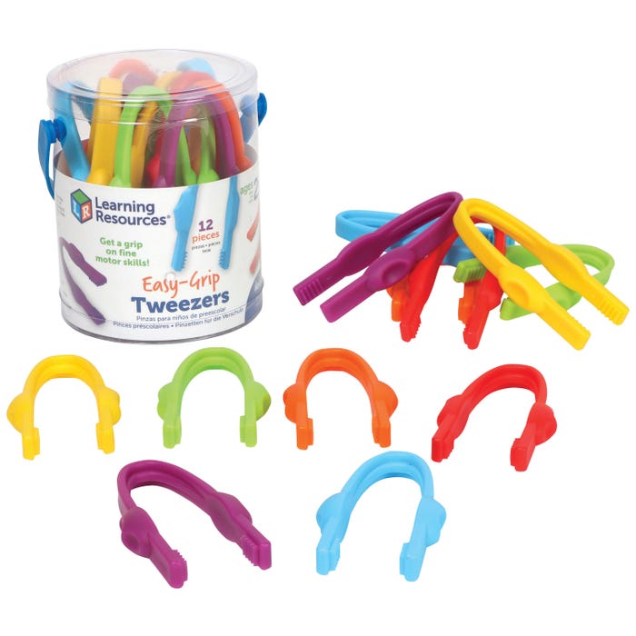 Learning Resources Easy Grip Tweezers, 12 Pieces
