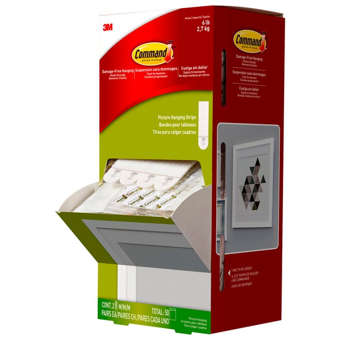Command Picture Hanging Adhesive Strip - 4 Strips Per Trial Pack, Medium, 3 lb, White, Pack of 50