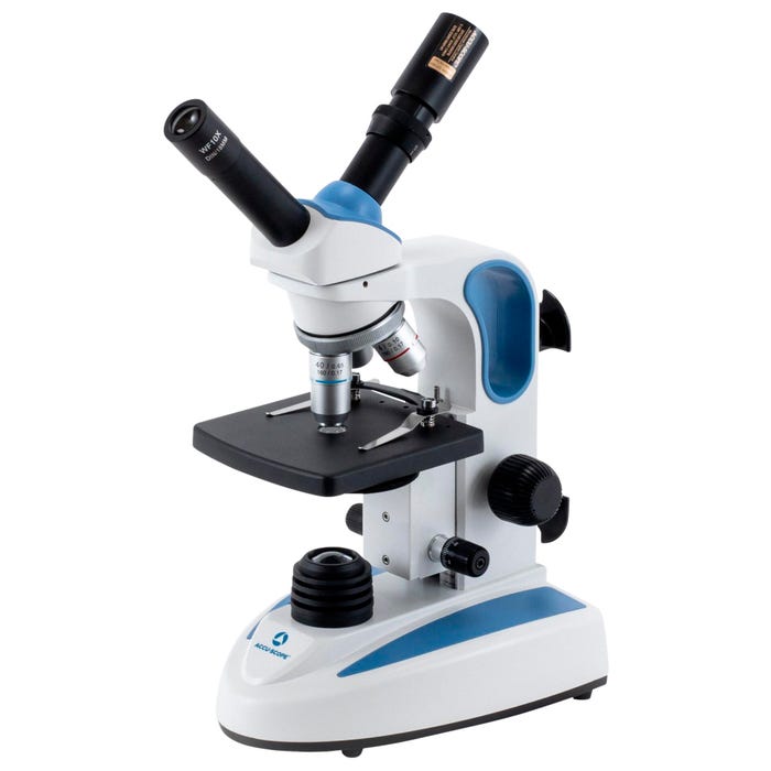 Accu-Scope EXM-150 Digital Dual View Inclined Microscope with Clips Stage and Disc Diaphragm