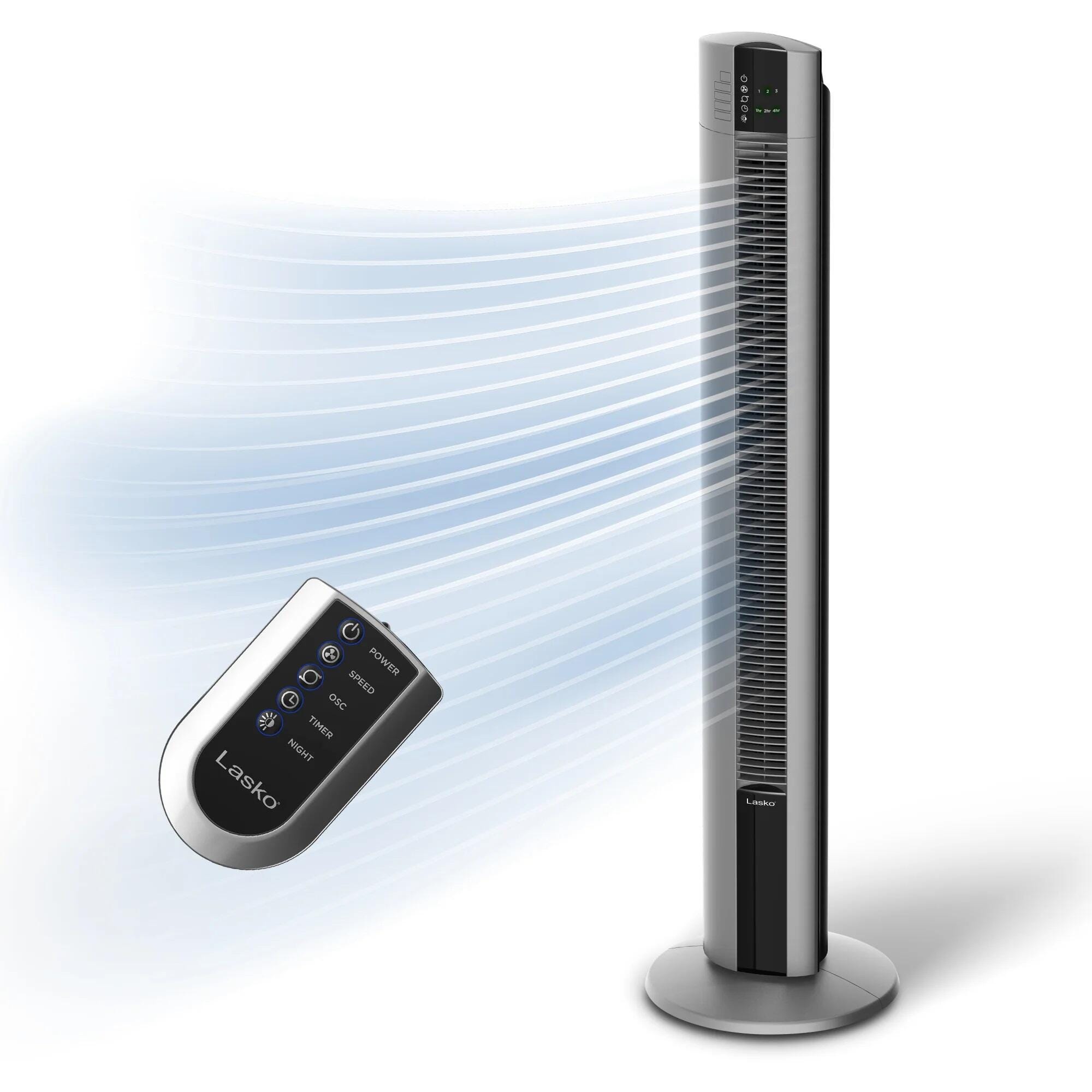 Image for Lasko Space Saving Oscillating Tower Fan With Remote, 48 Inch, Gray from School Specialty