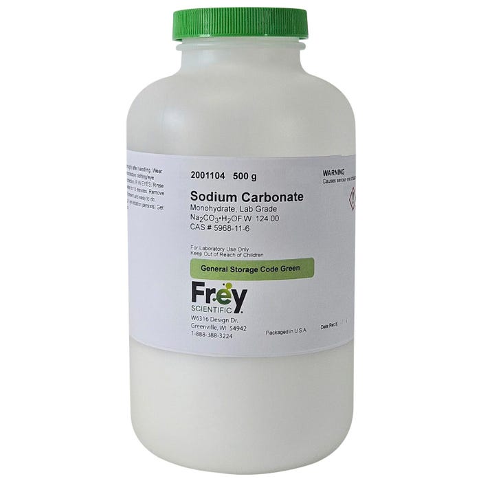 Frey Scientific Soldium Carbonate Monohydrate, Lab Grade, 500g