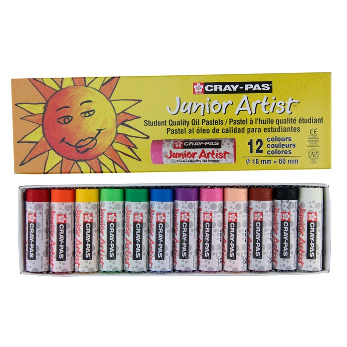 Sakura Cray-Pas Junior Artist Oil Pastels, Chubby Size, Assorted Colors, Set of 12