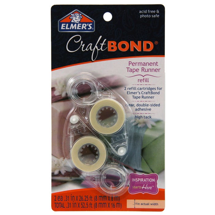 Elmer's CraftBond Tape Runner Refill Pack, 1/3 Inches x 26-1/4 Feet, 2 Count