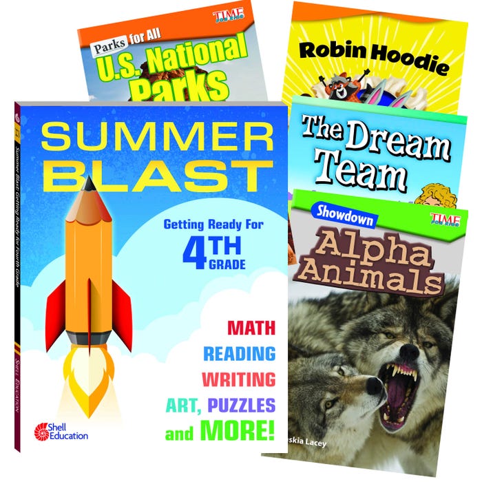 Teacher Created Materials Learn-at-Home Summer Reading Bundle, Grade 4, Set of 5