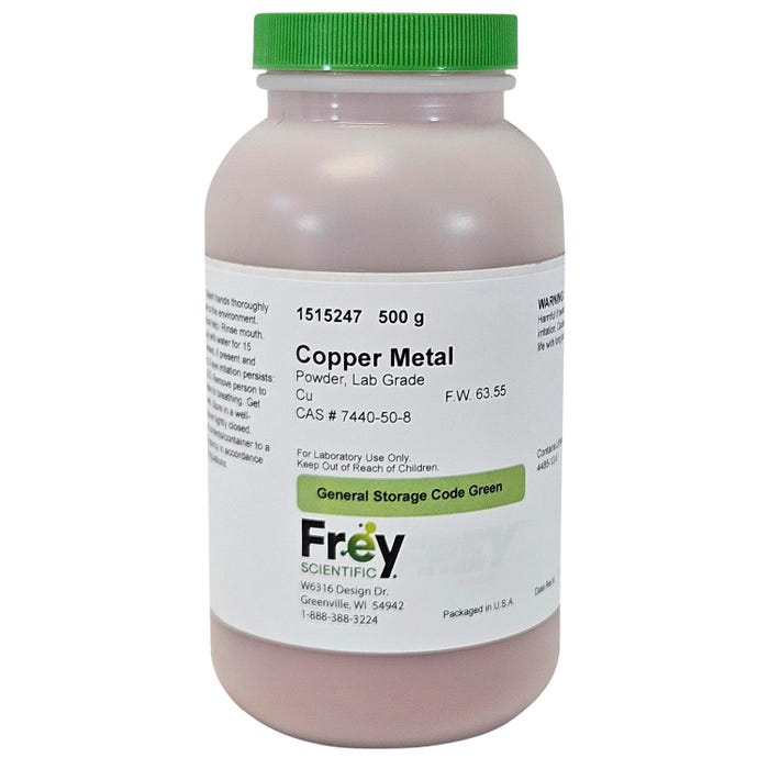 Frey Scientific Copper Metal Powder, Lab Grade, 500 Grams