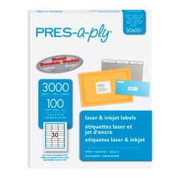 Pres-a-ply Laser/Inkjet Labels, 1 x 2-5/8 Inches, Pack of 3000 1502914