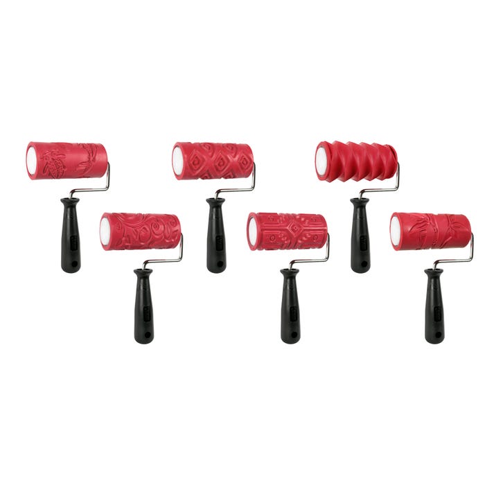 AMACO Textured Clay Rollers, 4 Inches, Set of 6