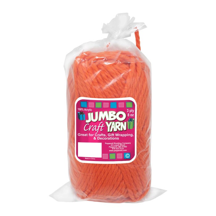 Pepperell Jumbo Roving Craft Yarn, 8 Ounces, 150 Yards, 3-Ply, Orange