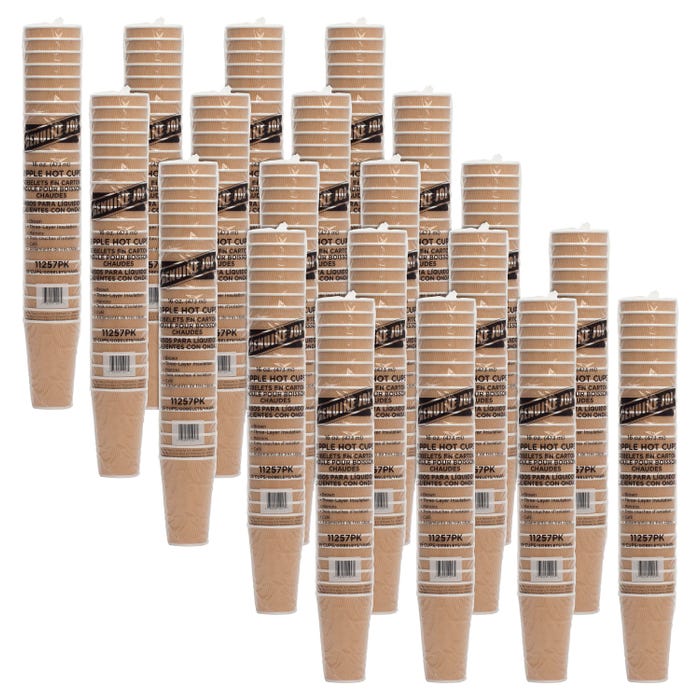 Genuine Joe Rippled Hot Cup, 16 oz, Brown, Pack of 25, Carton of 500