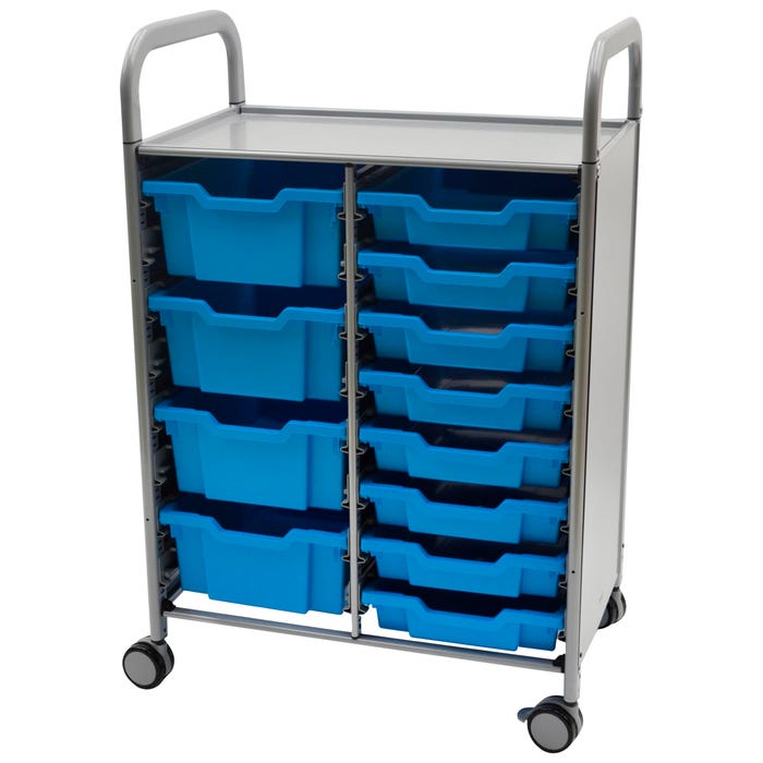 Gratnells Callero Plus Double Cart, 12 Trays 27-1/5 x 17 x 41-1/2 Inches