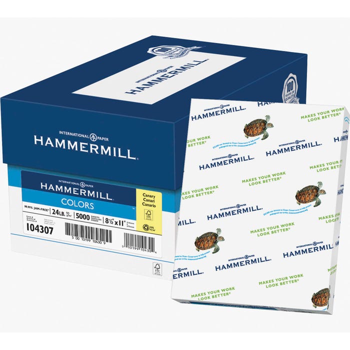 Hammermill Copy Paper, 8-1/2 x 11 Inches, 24 lb, Canary, 500 Sheets