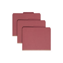 Smead SafeSHIELD Pressboard Classification File Folders, Letter Size, 2 Dividers, 2/5 Cut Tabs, 2 Inch Expansion, Red, Pack of 1