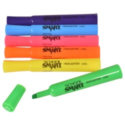School Smart Tank Style Highlighters, Chisel Tip, Assorted Colors, Pack of 6 1354258