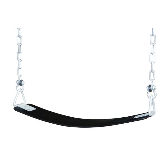 Burke Single Swing Seat with Chain, 10 ft Beam Height, Molded Rubber, Black