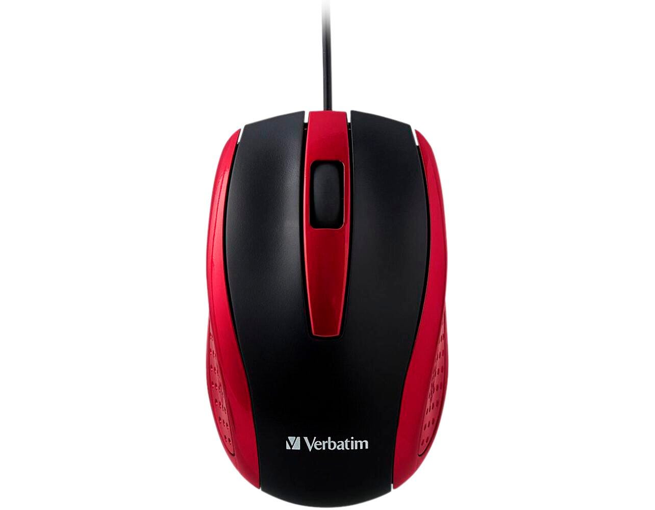 Verbatim Corded Notebook Optical Mouse, Red 2136017
