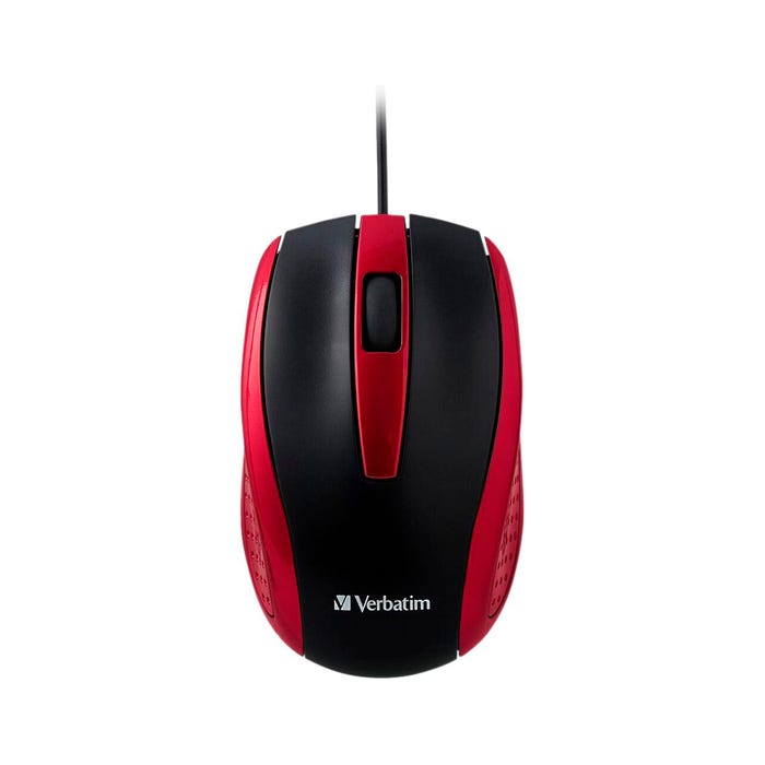 Verbatim Corded Notebook Optical Mouse, Red