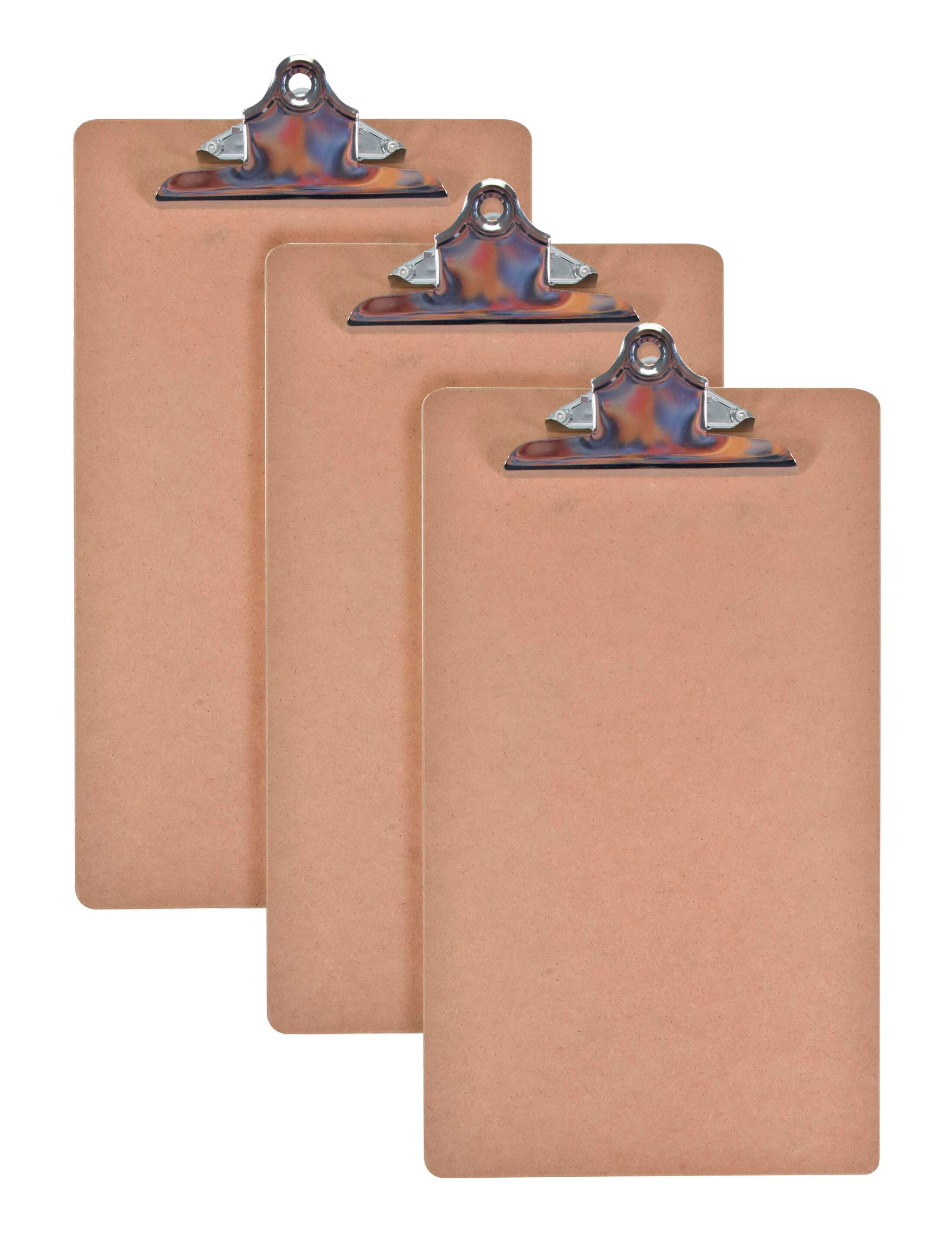 School Smart Masonite Clipboard, 9 x 15-1/2 Inches, Legal Size, Brown, Pack of 3 2132998