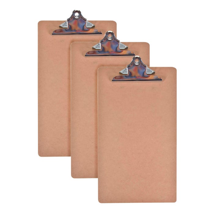 School Smart Masonite Clipboard, 9 x 15-1/2 Inches, Legal Size, Brown, Pack of 3