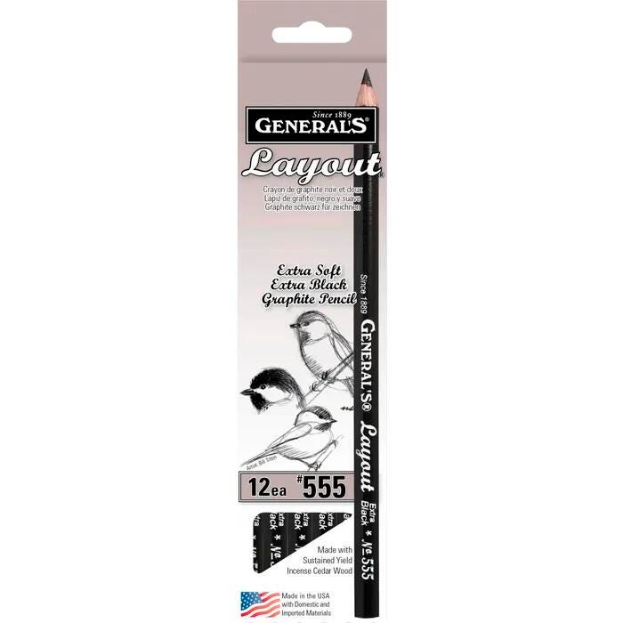 General's Layout Pencils, 6B Hardness, Pack of 12