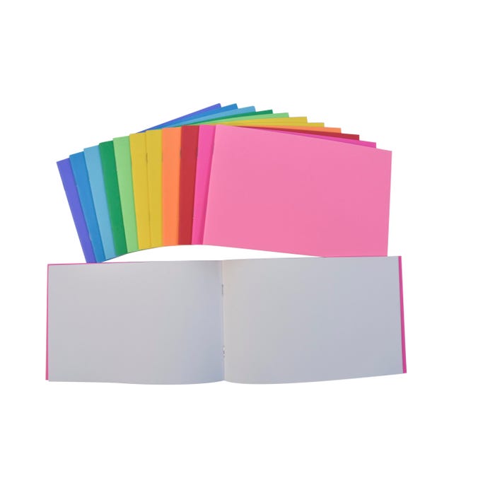 School Smart Bright Blank Books, 5-1/2 x 8-1/2 Inches, Assorted Colors, 16 Sheets, Pack of 12