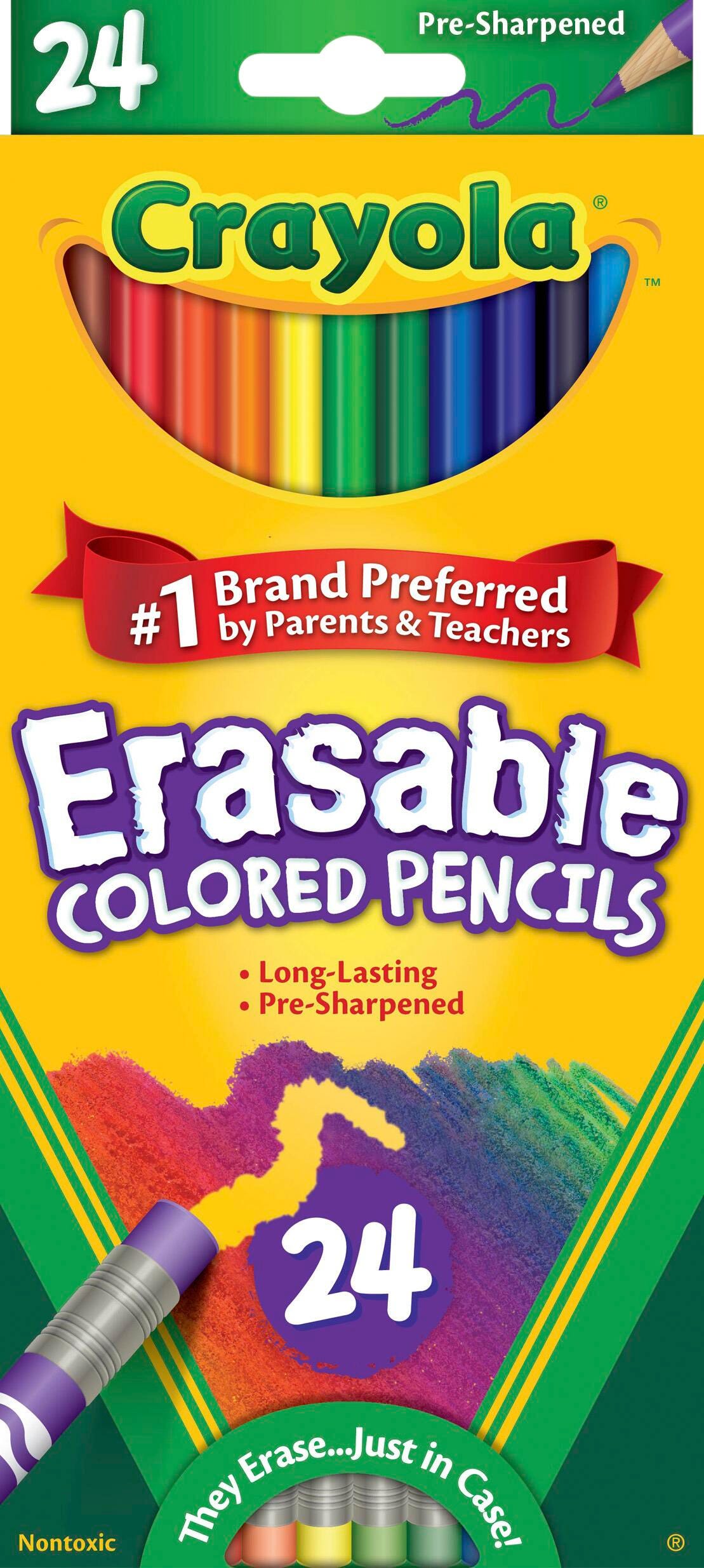 Image for Crayola Erasable Colored Pencils, Assorted Colors, Pack of 24 from School Specialty