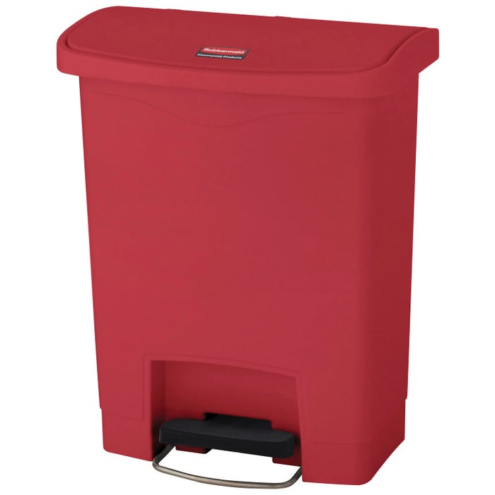 Rubbermaid Slim Jim Step-On Container, 8 Gallon, Red