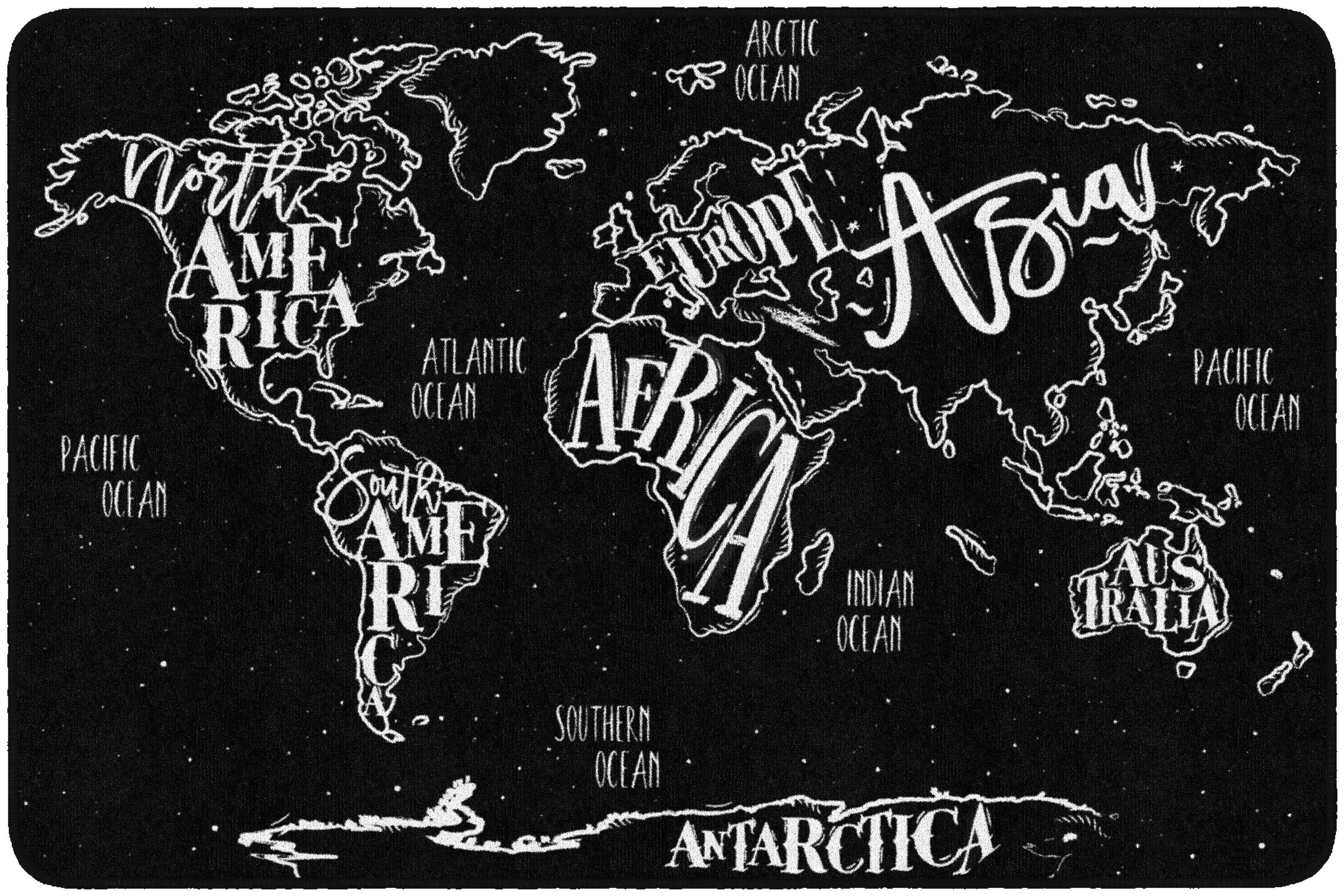 Flagship Carpets Modern World Map Carpet, Rectangle 4002307