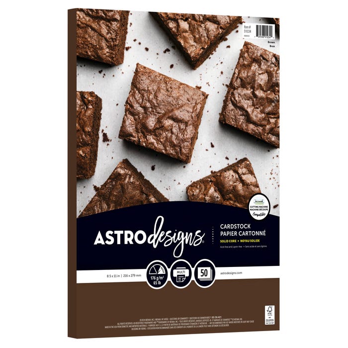 Astrodesigns Crafting Cardstock, 8-1/2 x 11 Inches, 65 Lbs., Brown, 50 Sheets