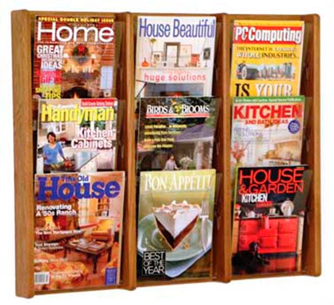 Wooden Mallet 9 Pocket Oak and Acrylic Magazine Wall Display 4001123
