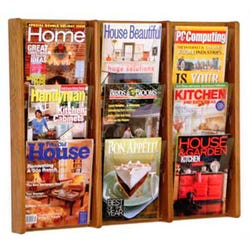 Wooden Mallet 9 Pocket Oak and Acrylic Magazine Wall Display 4001123