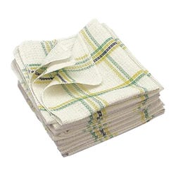 Chef Revival Waffle Weave Dish Cloth, White and Green, Case of 12