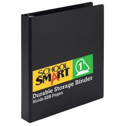 School Smart Durable Polypropylene D-Ring Binder, 1 Inch, Black