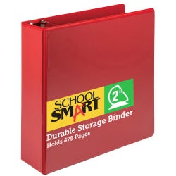Image for School Smart Polypropylene D-Ring Binder, 2 Inches, Red from School Specialty