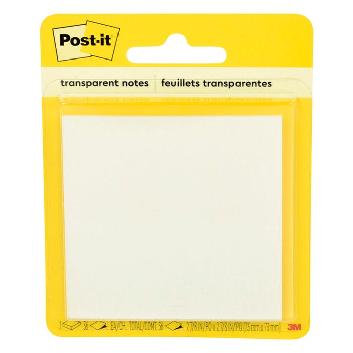 Post-it Transparent Notes, 2-4/5 x 2-4/5 Inches, 36 Sheets