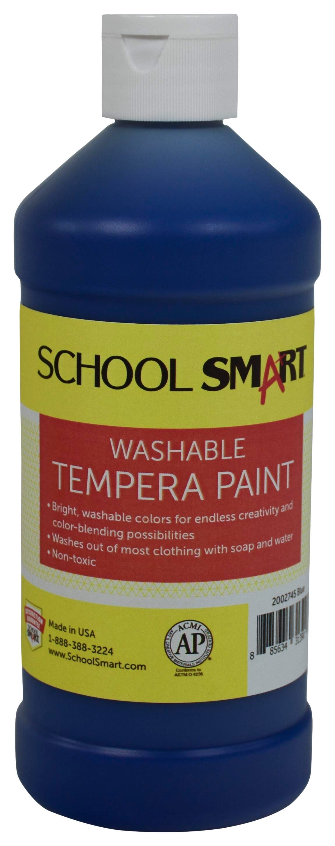 School Smart Washable Tempera Paint, Blue, 1 Pint Bottle Item Number 2002745