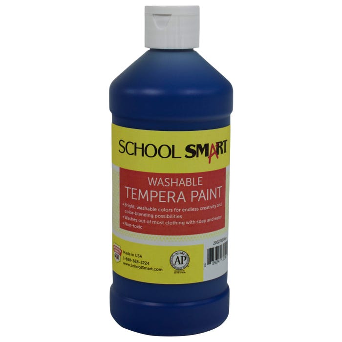School Smart Washable Tempera Paint, Blue, 1 Pint Bottle