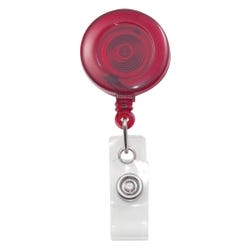 Advantus Retracting ID Card Reel, 30 Inches Ext, Pack of 12, Translucent, Red
