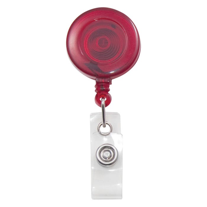 Advantus Retracting ID Card Reel, 30 Inches Ext, Pack of 12, Translucent, Red