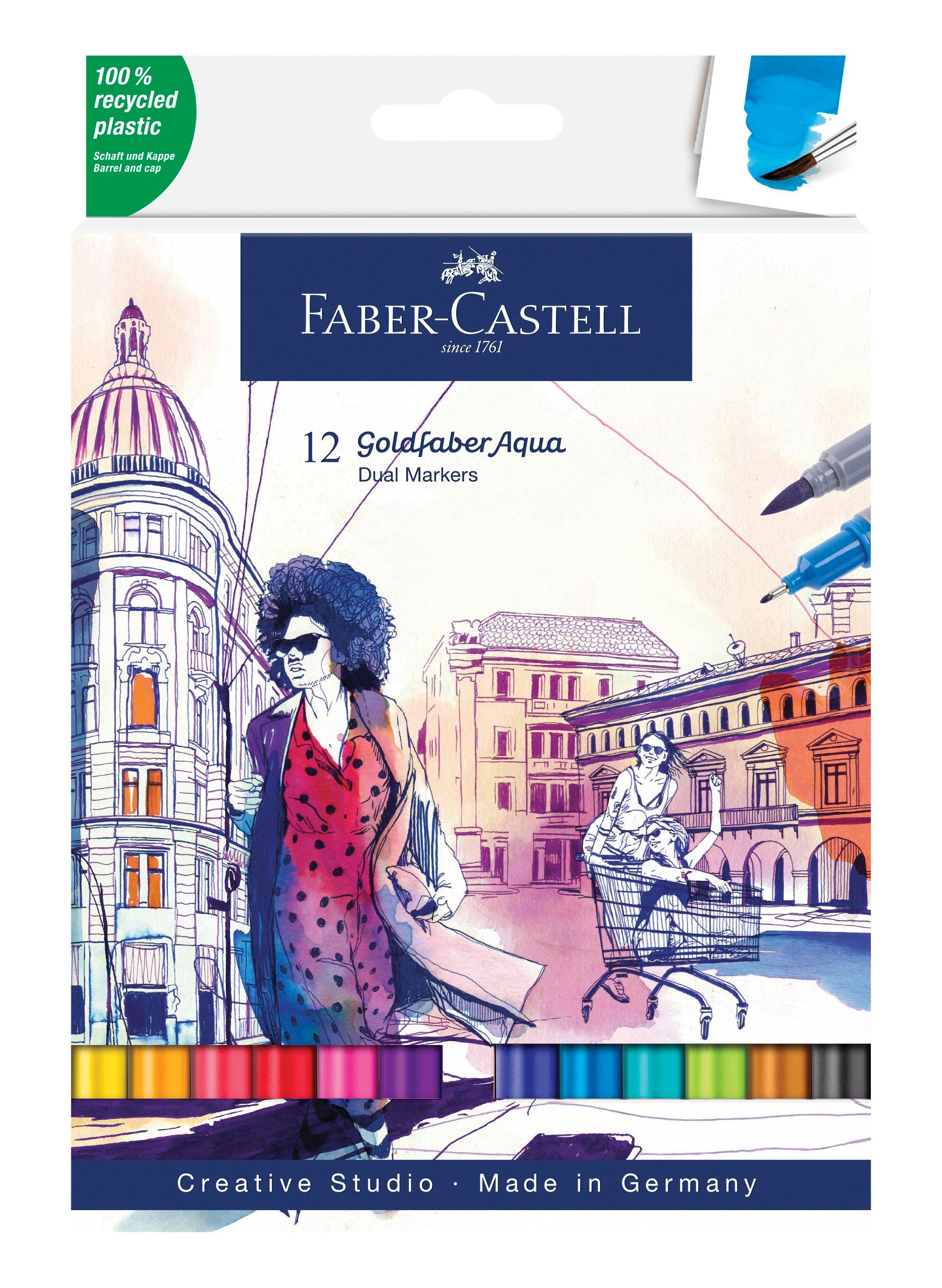 Faber-Castell Aqua Markers, Dual Ended, Assorted Colors, Set of 12, Item Number 2102488
