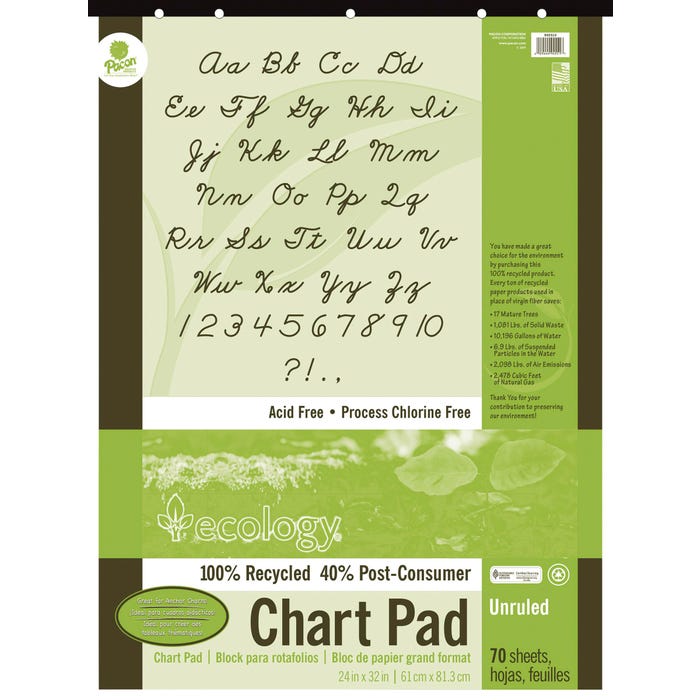 Ecology Recycled Chart Pad, Unruled, 24 x 32 Inches, 70 Sheets