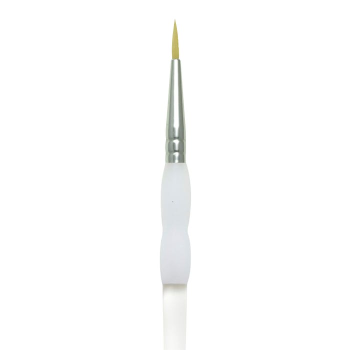 Royal & Langnickel Soft Grip Round Golden Taklon Fiber Non-Slip Rubber Grip Acrylic Handle Paint Brush, Size 1, Pack of 12