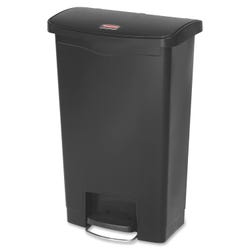 Rubbermaid Commercial Slim Jim Black Front Step Can, 13 Gallon, Black