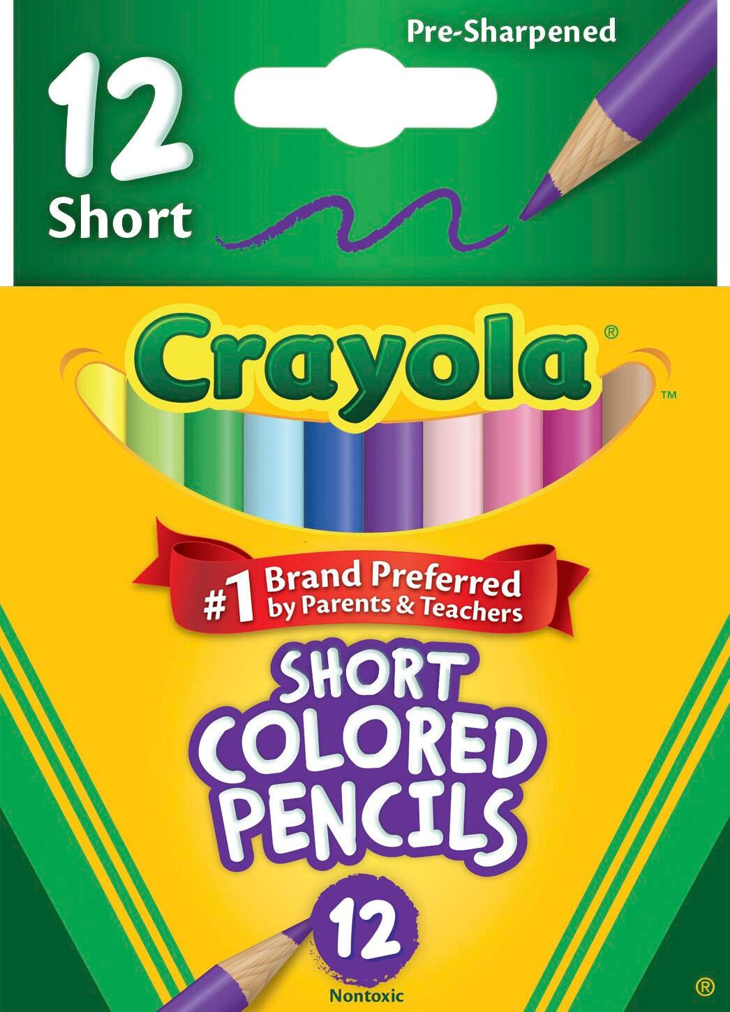 Image for Crayola Short Colored Pencils, Assorted Colors, Set of 12 from School Specialty