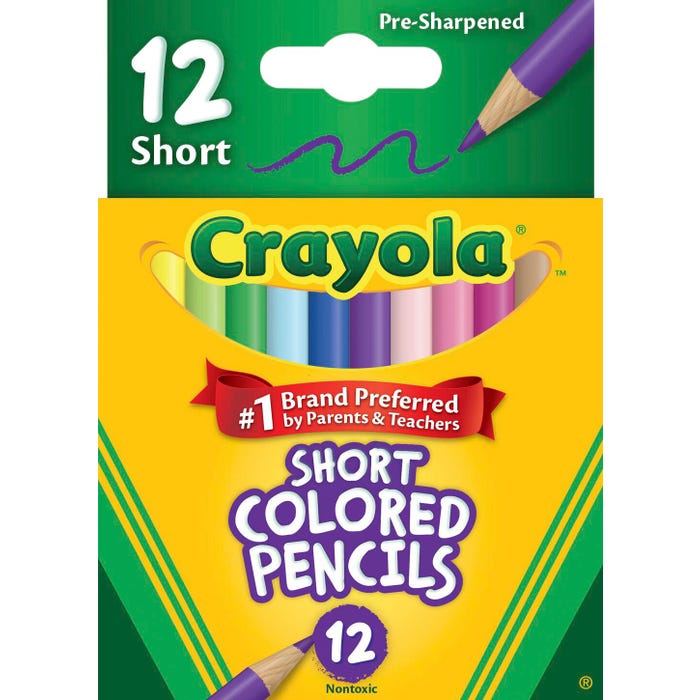 Crayola Short Colored Pencils, Assorted Colors, Set of 12