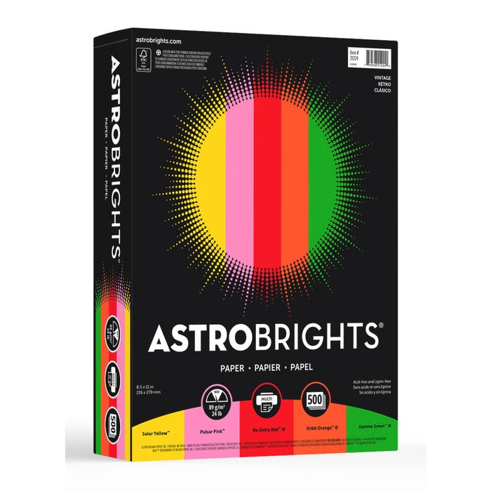 Astrobrights Colored Paper, 8-1/2 x 11 Inches, Assorted Vintage Colors, Pack of 500