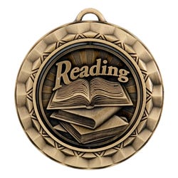PDU CAT Reading Die Struck Spinner Medal, 2-5/16 in, Metal, Gold